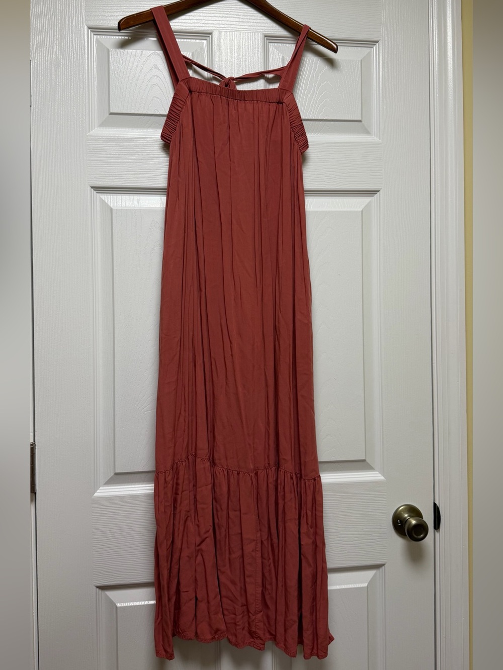 Sleeveless Rust Maxi Dress with Strappy Back